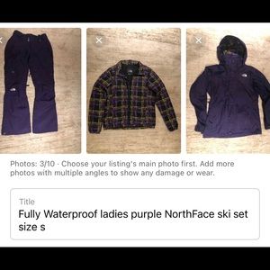 Fully Waterproof ski jacket, pants and Liner